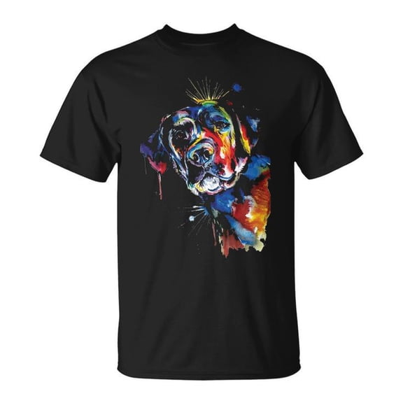 Labrador Artistic Dog Breed Graphic Tee Unisex Adult Cotton Dog Lover T-Shirt for Pet Owners or Casual Wear, Size L, Color Black
