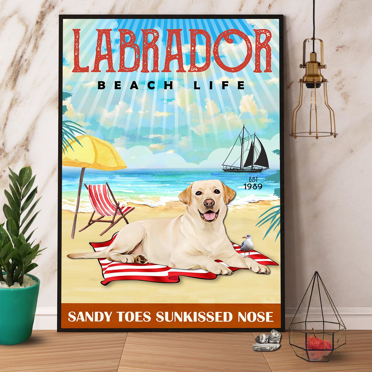 Labrador Beach Life Labrador Retriever Poster No Frame Matte Wall Art ...