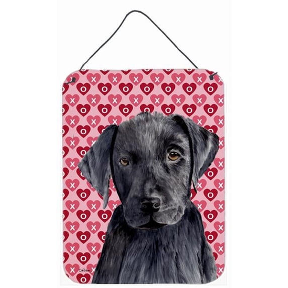 Labrador Black Hearts Love And Valentines Day Aluminum Metal Wall & Door Hanging Prints
