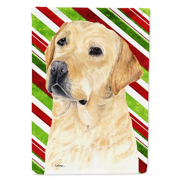 Labrador Candy Cane Holiday Christmas Flag Canvas House Size