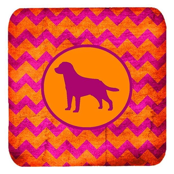 Labrador Chevron Pink And Orange Foam Coasters, Set Of 4
