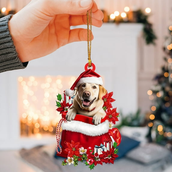 Labrador Christmas Ornament – Holiday Dog Memorial Gift & Xmas Tree Hanging Mica Décor