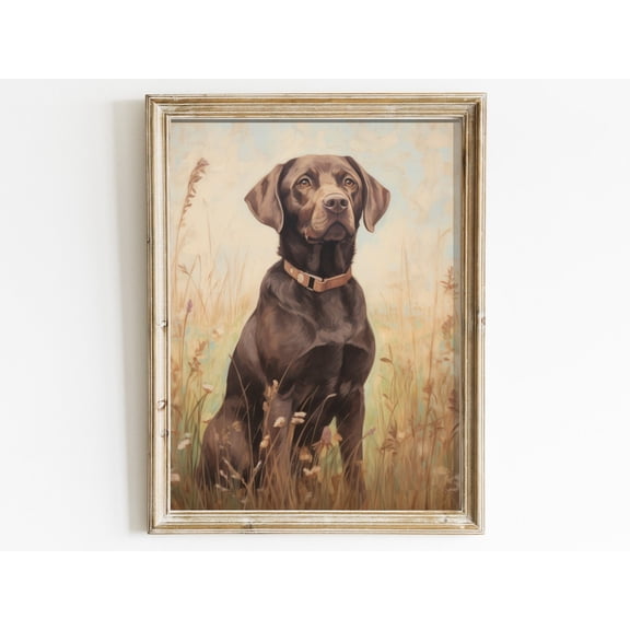 Labrador Decor, Vintage Lab Wall Art, Dog & Flowers Artwork, Perfect Gift For Dog Lovers And Labrador Retriever Owners Wall Art, Modern Wall Decor, 16x24 UNFRAMED