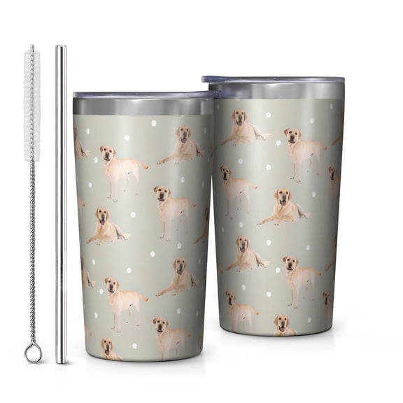 Labrador Dog 10oz Tumblers Stainless Steel Tumbler with Lid and Straw,Vacuum Insulated Double Wall Travel Tumbler Cups with Cleaning Brush for Coffee, Tea