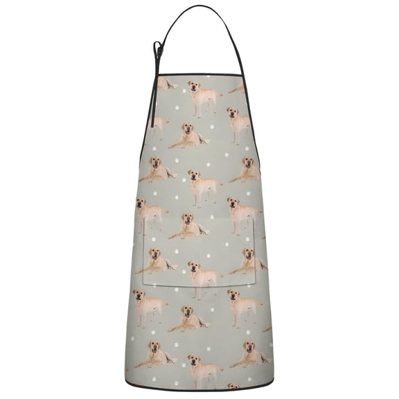 Labrador Dog Apron-Garden Aprons for Women with Pockets-Cotton Linen Waterproof Kitchen Cooking Gardening Aprons Adjustable for Kitchen,Cooking,BBQ and Salon 33x27 Inch