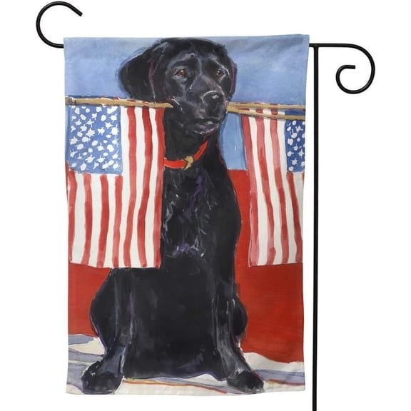 Labrador Dog Black American Flag Lab Seasonal Family Double Sided Garden Flag Outdoor Funny Decorative Flags for Garden Yard Lawn Decor Gift 12 X 18 Inch