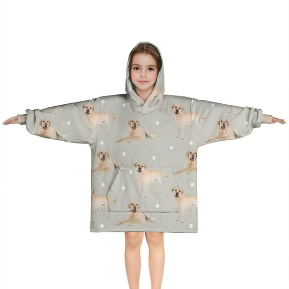 Labrador Dog Blanket Hoodies for Kids 6-13YR Oversize Wearable Blanket Hoodies for Boys Girls Teens