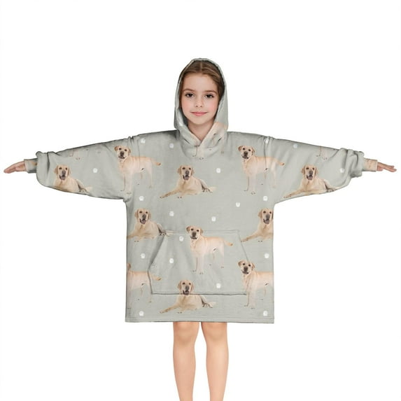 Labrador Dog Blanket Hoodies for Kids 6-13YR Oversize Wearable Blanket Hoodies for Boys Girls Teens