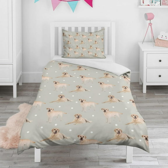 Labrador Dog Duvet Cover and Pillowcase Set for Single Bedding, Bedroom Accessories for Kids Teens