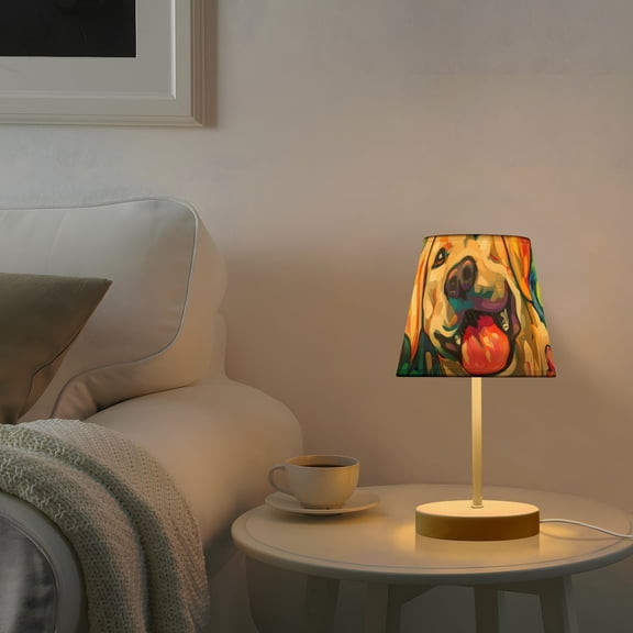 Labrador Dog Flower Desk Lamp 3 Color Modes LED Table Lamp Nightstand Reading Light for Bedroom Living Room