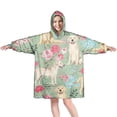 thumbnail image 1 of Labrador Dog and Flower Floral Wearable Oversized Blanket,Wearable Blanket Hoodie for Adults,Cozy Hooded Blankets with Super Pockets,Super Warm Fuzzy Pullover for Women & Men, 1 of 6