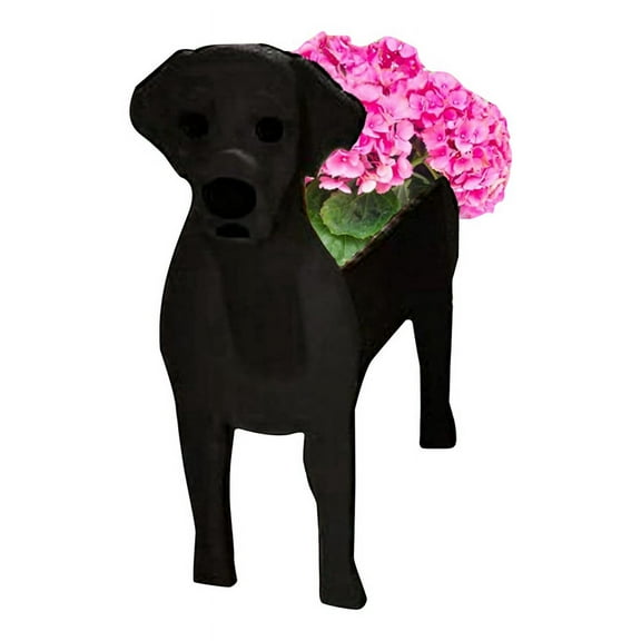 Labrador Dog Flower Pot, Cute Garden Dog Flower Pot Black