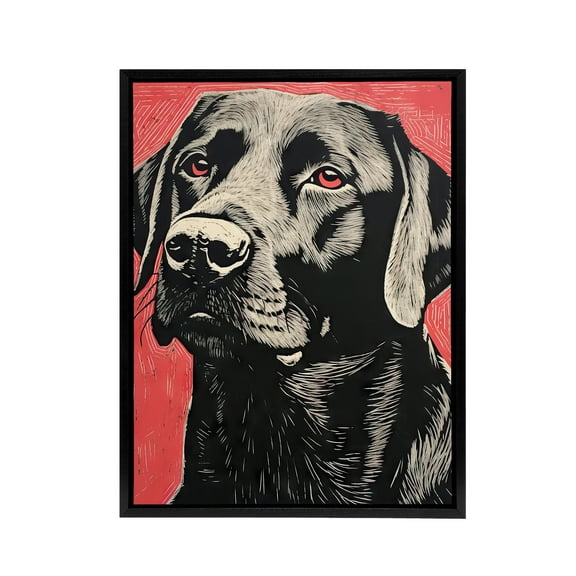 Labrador Dog Lab Pet Portrait Black Framed Canvas Wall Art Print 24X32"