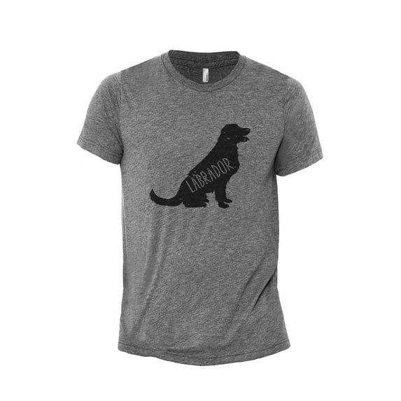 Labrador Dog Silhouette Men's Modern Fit Fun Casual T-Shirt Printed Graphic Tee Heather Grey Large