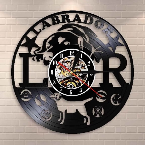 Labrador Dog Vinyl Wall Clock,Vinyl Record Clock Wall Art Black Handmade Art Home Unique Gift idea