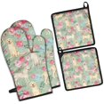 thumbnail image 1 of Labrador Dog and Flower Floral Kitchen Oven Mitt and Pot Holder Sets 4 Pcs for Baking, Cooking and Grilling, Heat Resistant Up To 392 °F, 1 of 7