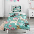 thumbnail image 1 of Labrador Dogs with Flowers Duvet Cover and Pillowcase Set for Single Bedding, Bedroom Accessories for Kids Teens, 1 of 5