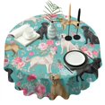 thumbnail image 1 of Labrador Dogs with Pioneer Flower Round Tablecloth 60"x60",Wrinkle Wipeable Table Cloth for Kitchen Dining Room Picnic Patio Party, 1 of 6