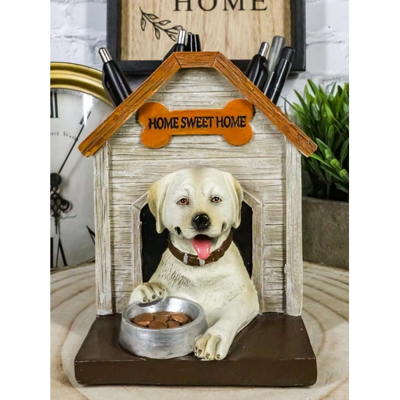 Labrador Golden Retriever Dog In Doghouse Kennel Stationery Pen Pencil Holder