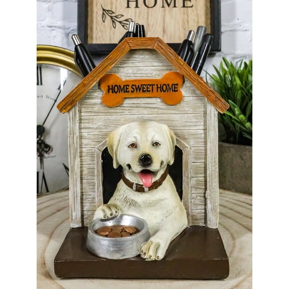 Labrador Golden Retriever Dog In Doghouse Kennel Stationery Pen Pencil Holder