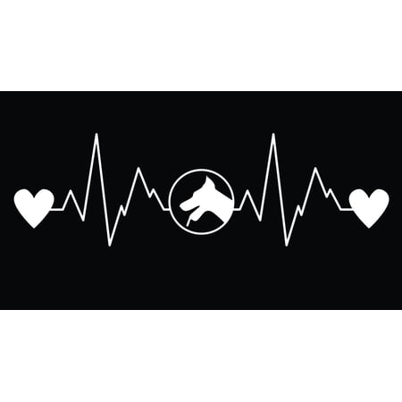 Labrador Heartbeat Decal Sticker | 7-Inches By 2.1-Inches | White Vinyl