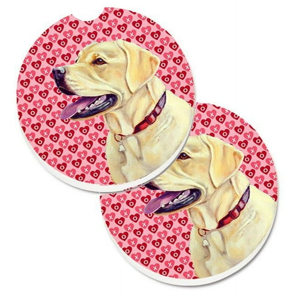 Labrador Hearts Love & Valentines Day Portrait Set of 2 Cup Holder Car Coaster