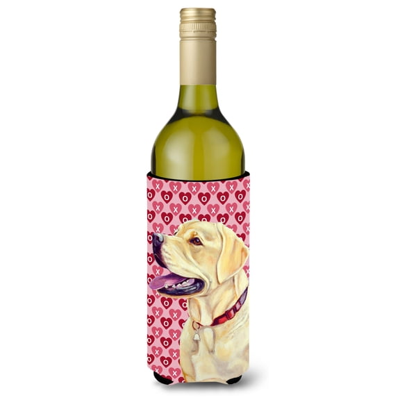 Labrador Hearts Love and Valentines Day Portrait Wine Bottle Hugger