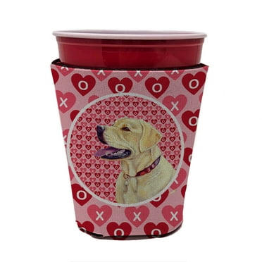 Labrador Hearts Love and Valentines Day Red Cup Hugger
