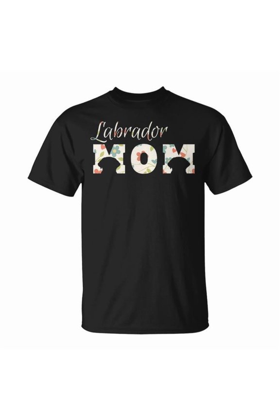Labrador Mom Graphic Tee – Women’s Adult Cotton T-Shirt with Lab Mom Design – Casual Comfortable Top for Dog Lovers or Gift for Labrador Owners, Size L, Color Black