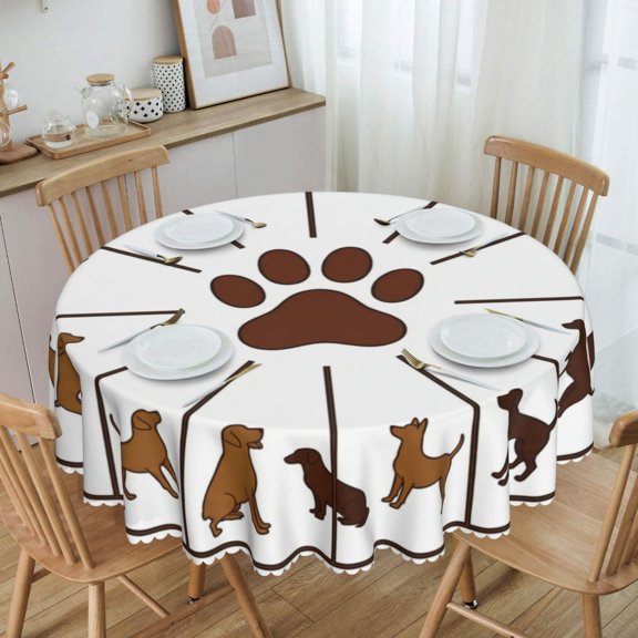 Labrador Paw Breed Wheel Round Tablecloth Waterproof Oil Proof Spill Proof Table Cloth 70" for Camping, Dining, Indoor and Outdoor Table Cover