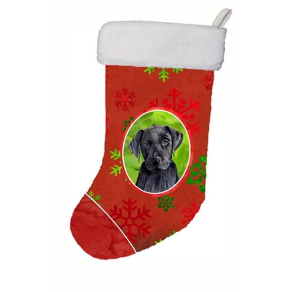 Labrador Red And Green Snowflakes Holiday Christmas Christmas Stocking