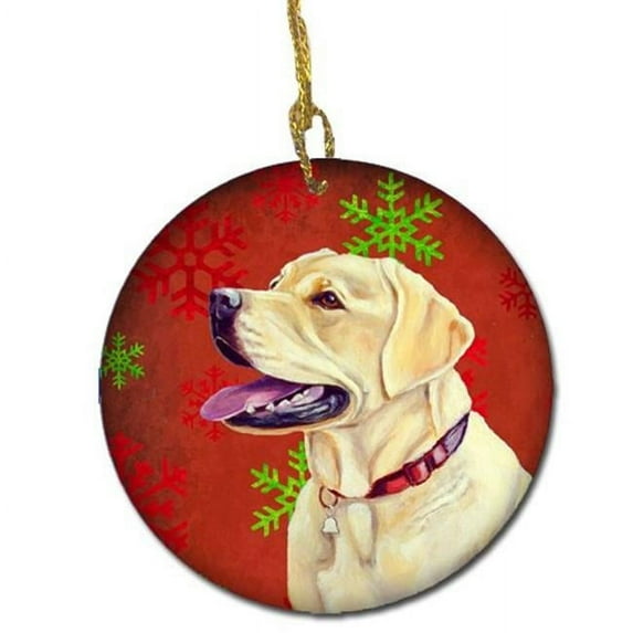 Labrador Red Snowflake Holiday Christmas Ceramic Ornament