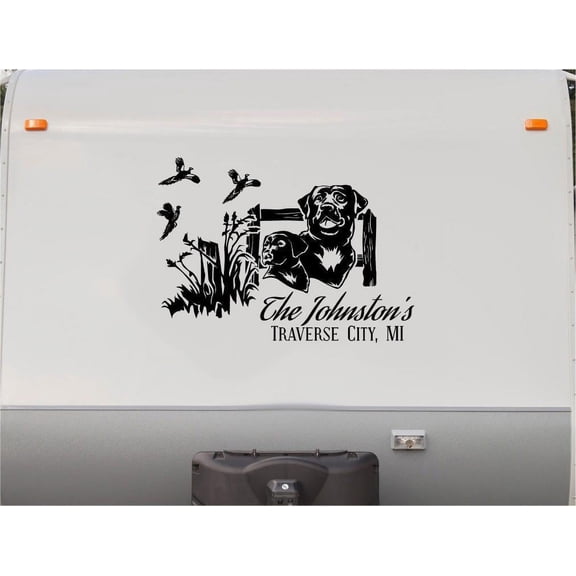 Labrador Retreiver Mountains RV Camper 5th Wheel Motor Home Vinyl Decal Sticker