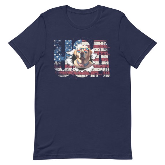 Labrador Retriever 4th July Memorial Day USA (Navy, L)