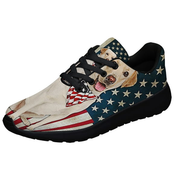 Labrador Retriever American flag Shoes Sneakers Black Size 3.5