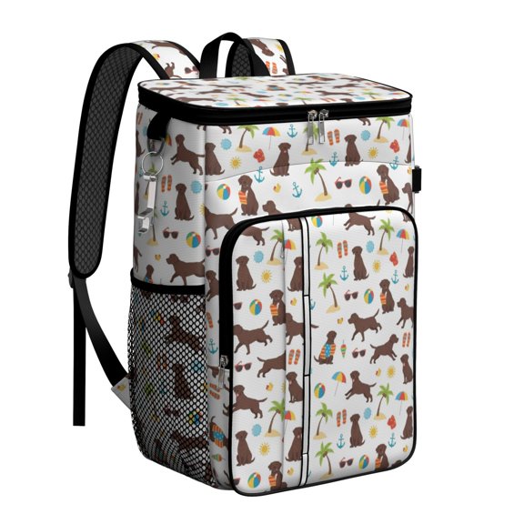 Labrador Retriever and Beach Insulated Cooler Backpack, 600D Oxford Picnic Cooler with Leakproof PEVA Lining, Water Resistant Gifts Ideas for Men Women,20L