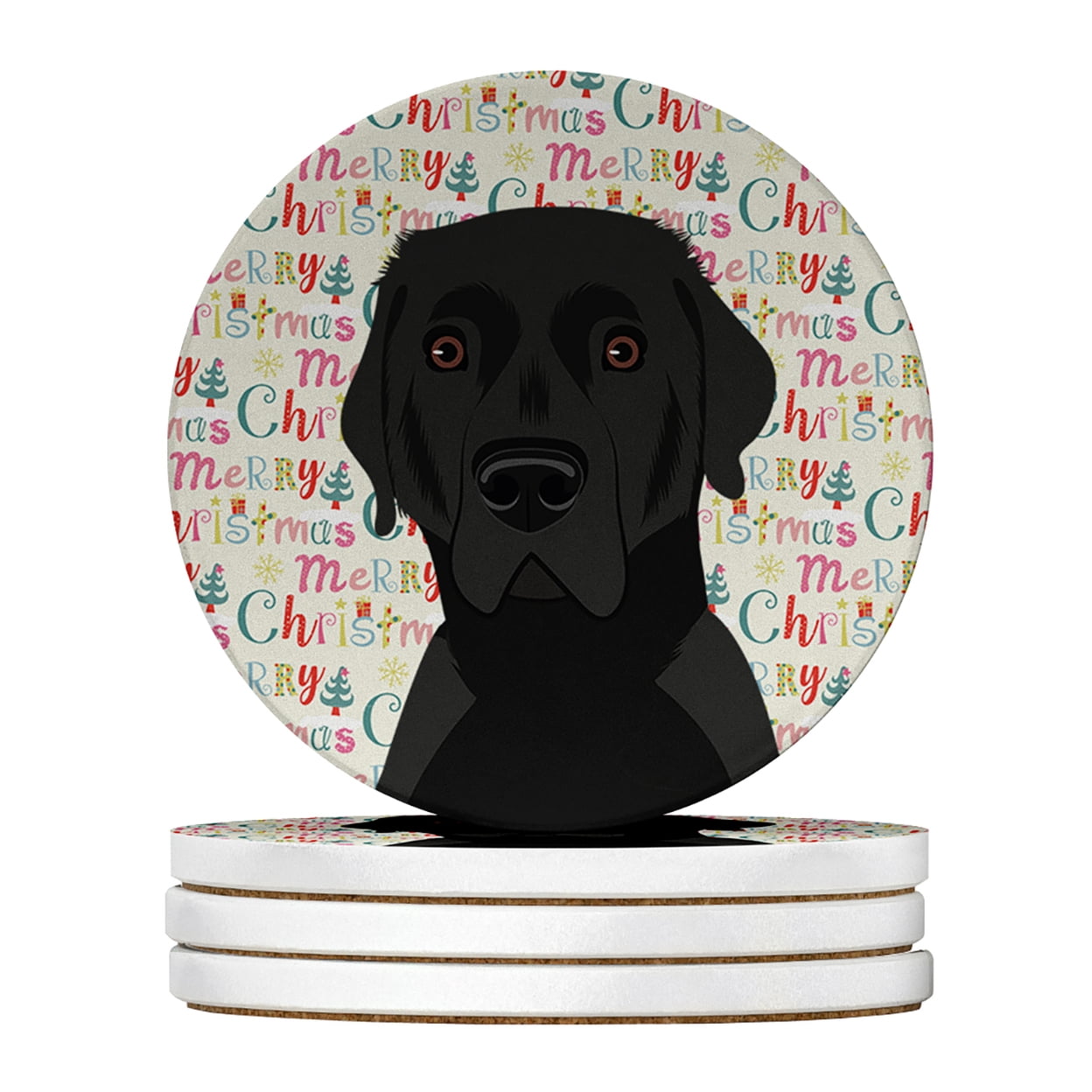 Labrador Coasters Labrador Retriever Black #2 Christmas Large Sandstone Coasters Pack of ...
