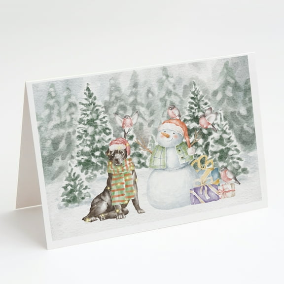 Labrador Retriever Black with Christmas Presents Greeting Cards and Envelopes Pack of 8 7 in x 5 in