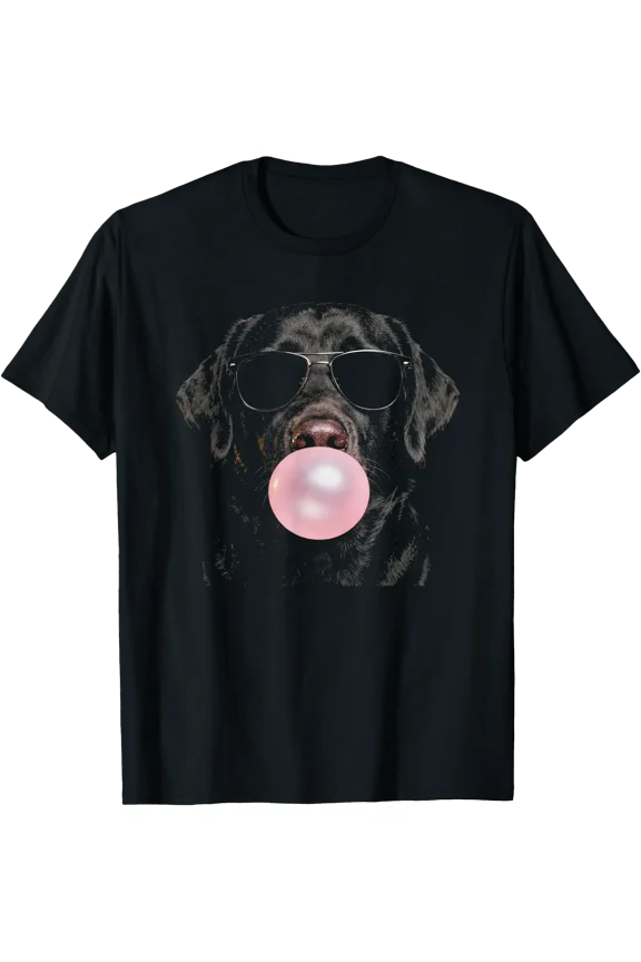 Labrador Retriever Blowing A Bubble Sunglasses Cool Lab Dog T-Shirt, Unisex T-Shirt
