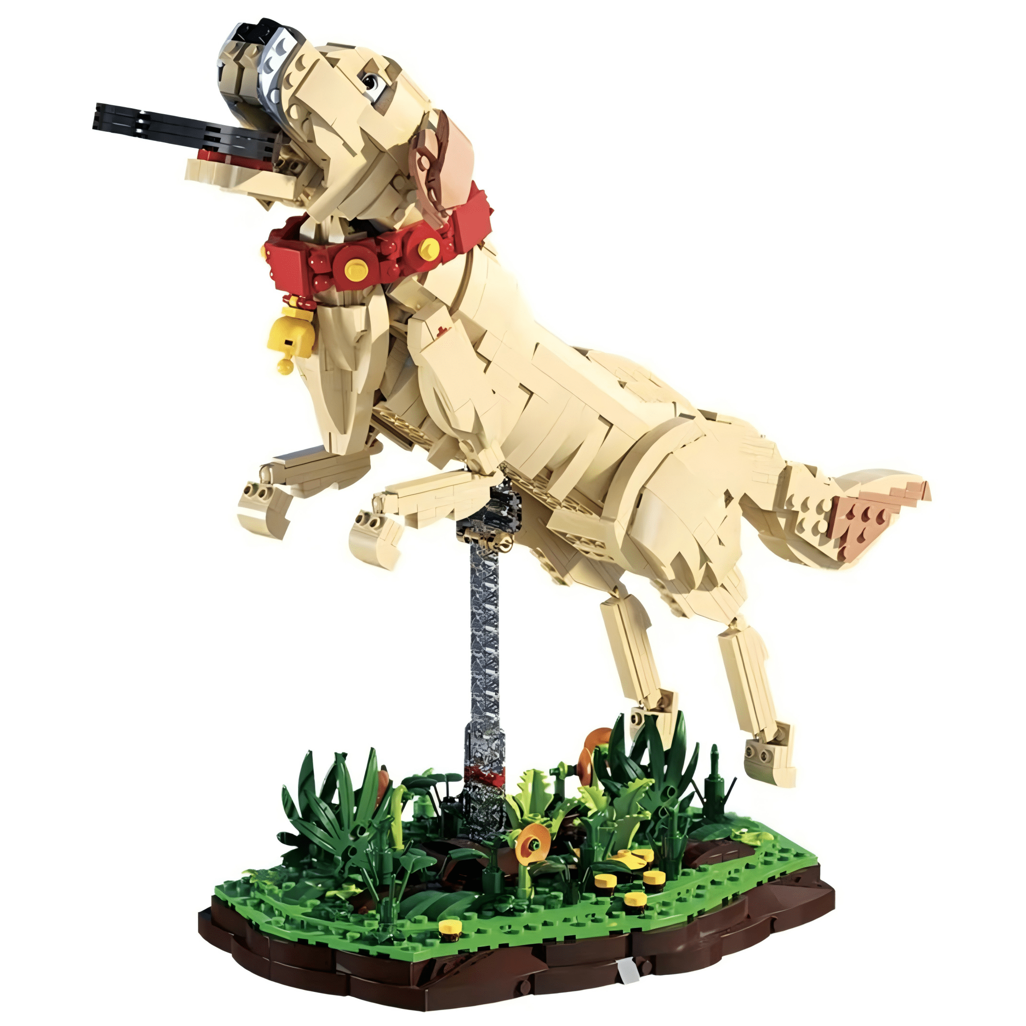 Labrador Retriever Building Block Kit, Leaping Pose with Grass Base ...