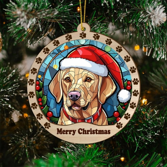 Labrador Retriever Christmas Dog Ornament, Labrador Retriever Dog Christmas Stained Glass, Labrador Retriever Dog Suncatcher Christmas Tree Decor, Xmas Dog Gift