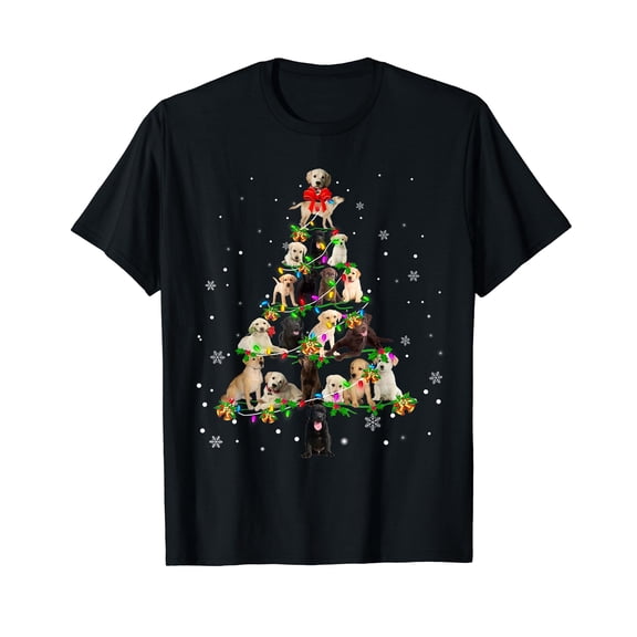 Labrador Retriever Christmas Tree X-Mas Gift Black T-Shirt