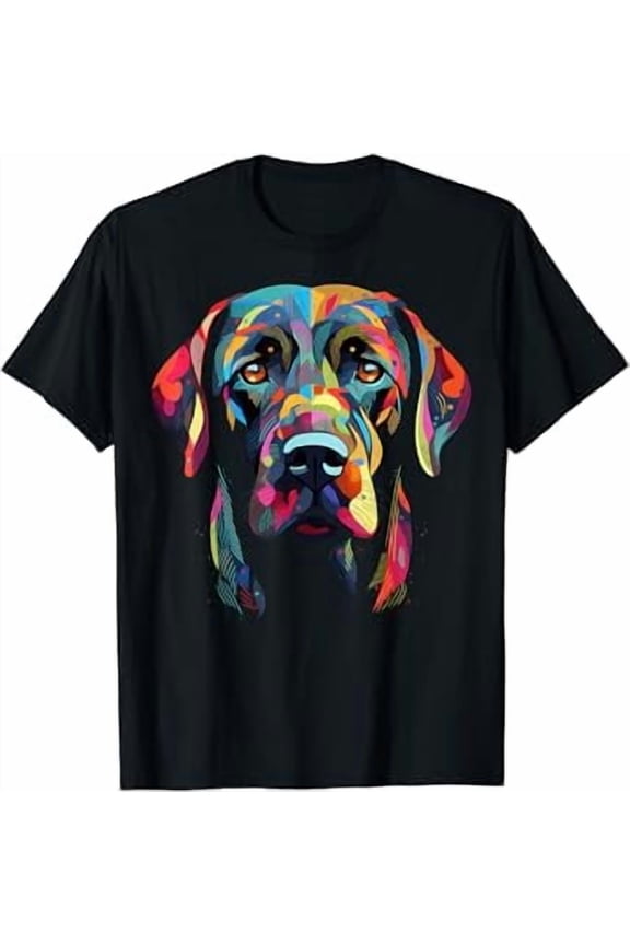 Labrador Retriever Colorful Dog Face Funny Lab Lover Black T-Shirt