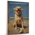 thumbnail image 1 of Labrador Retriever Cute Dog Volleyball Poster Canvas – Retro Labrador Retriever Dog Batter in Action With Volleyball for Themed Living Room, 1 of 5