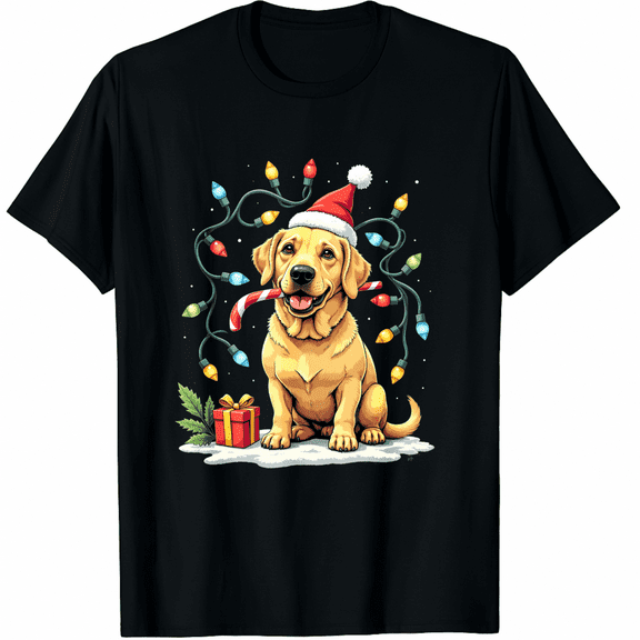 Labrador Retriever Dog Christmas Lights Xmas Pet Dog Lover T-Shirt for Men Women