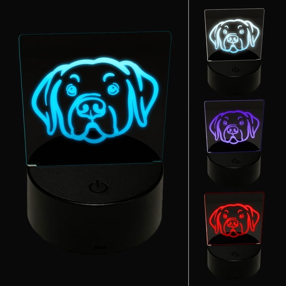 Labrador Retriever Dog Head LED Night Light Sign 3D Illusion Desk Nightstand Lamp