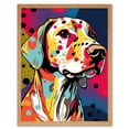 thumbnail image 1 of Labrador Retriever Dog Linocut Colourful Pattern Polka Dot Portrait Modern Art Print Framed Poster Wall Decor 12x16 inch, 1 of 5