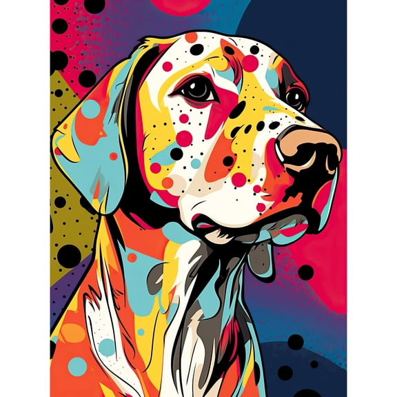 Labrador Retriever Dog Linocut Colourful Pattern Polka Dot Portrait Modern Unframed Wall Art Print Poster Home Decor Premium