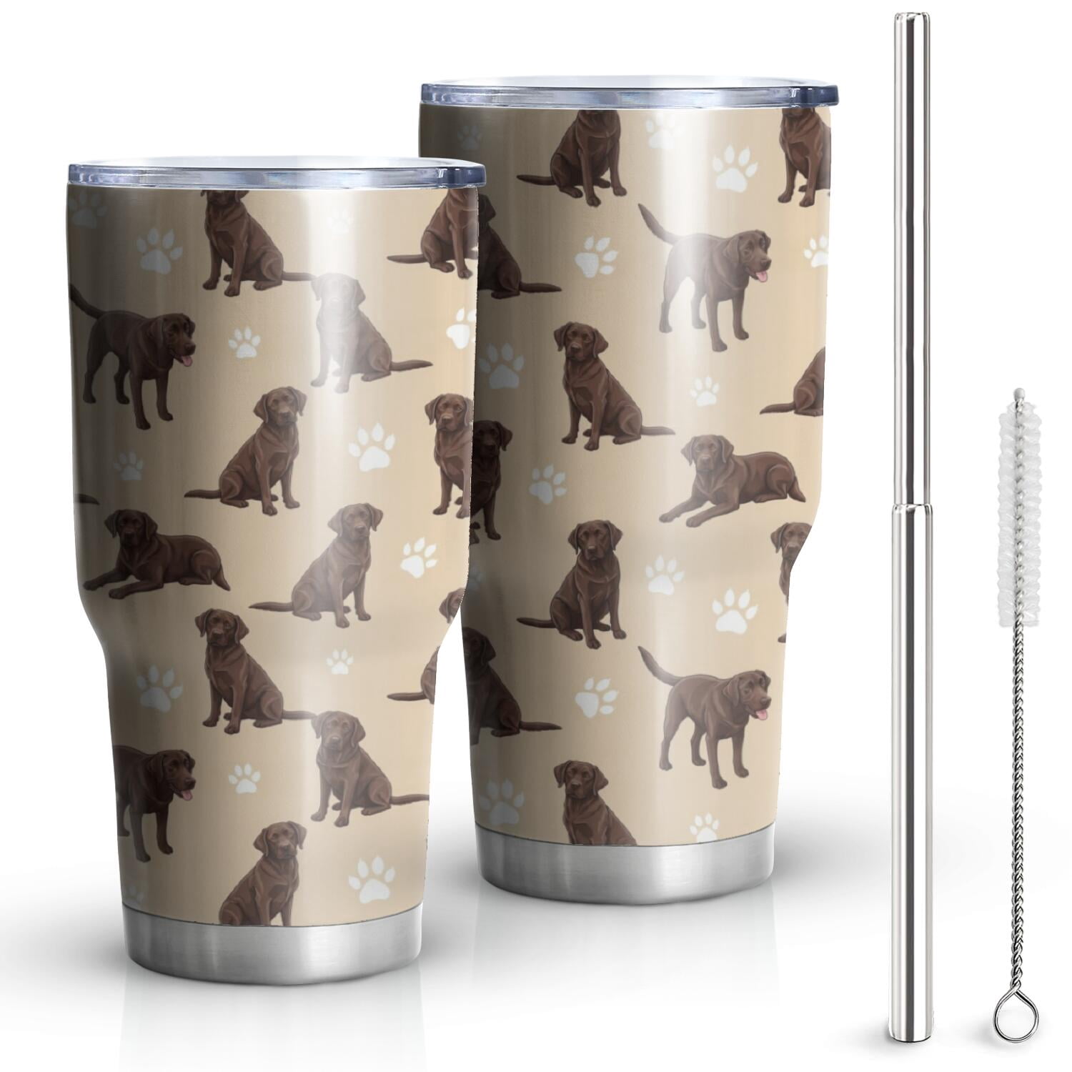Labrador Retriever and Dog Paw Print Tumbler 1 Pack, Vacuum Insulated ...