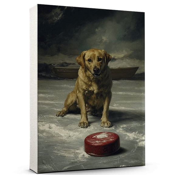 Labrador Retriever Dog Playing Ice Hockey Canvas Sports Dog, Perfect for Animal Lovers, Labrador Retriever Dog Canvas, Ice Hockey Canvas Wall Art for Rooms